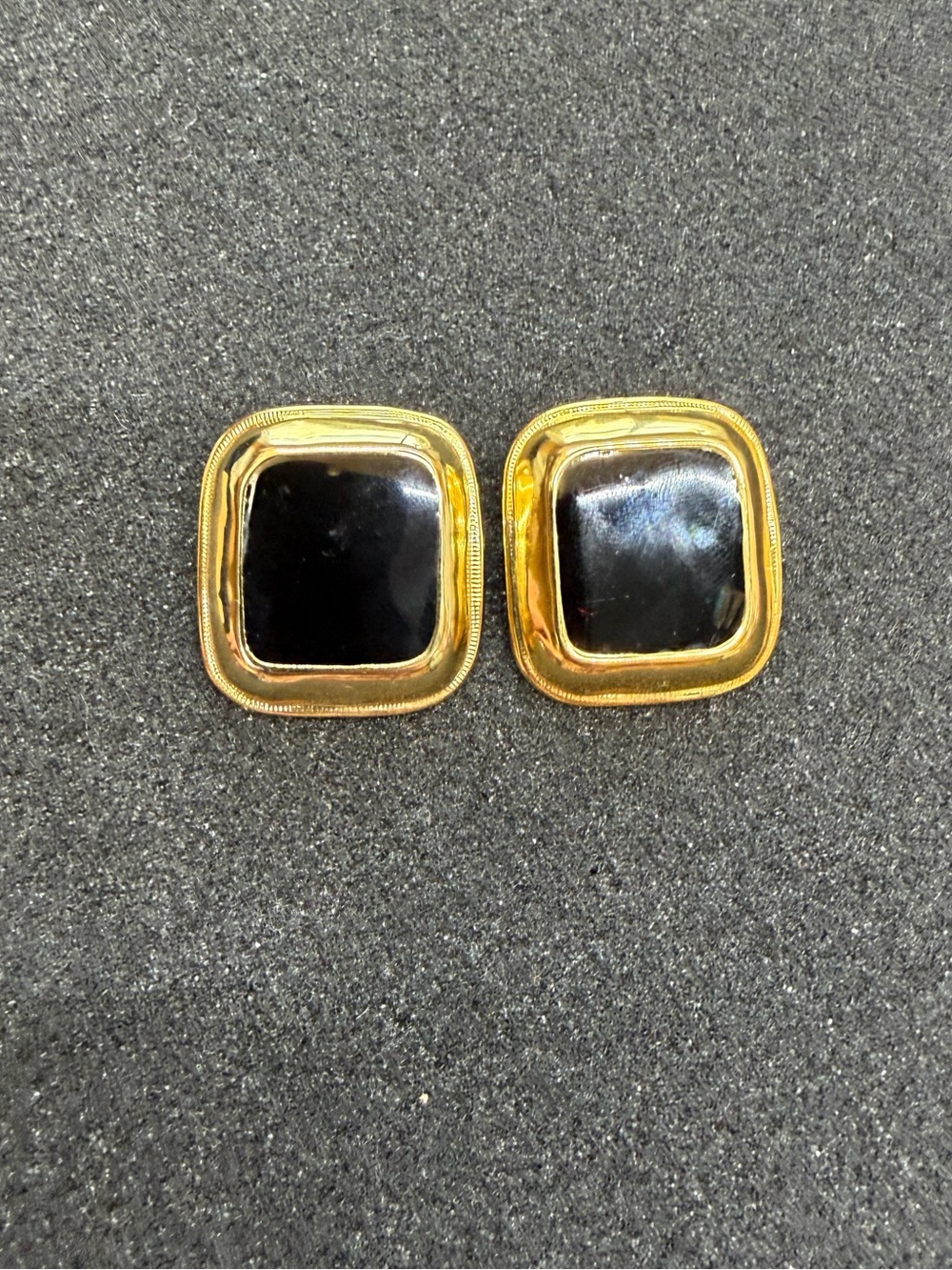Vintage Gold Tone and Black Pierced Post Earrings